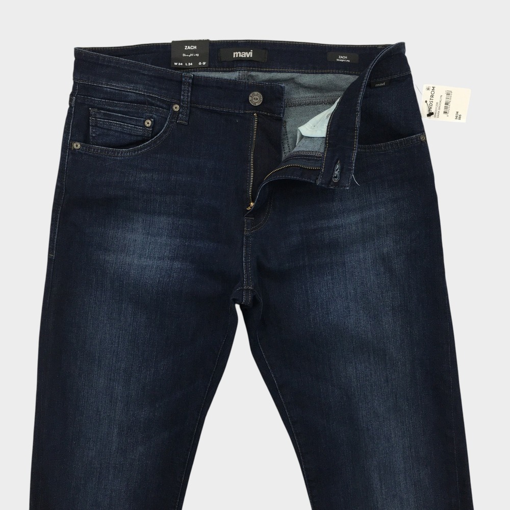 NEW! Mavi Zach Straight Leg Jeans Mens 34x34 Dark Wash Stretch Denim Blue Pants
